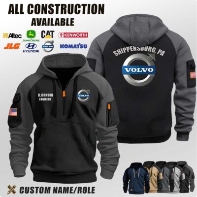 Custom US Construction Location Halfzip Hoodie 4