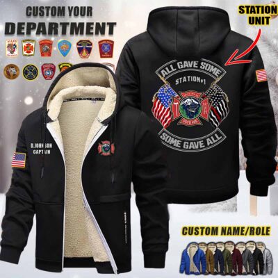 Custom US FIrefighter All Gave Some Some Gave All Fleece Zip Hoodie 1 1