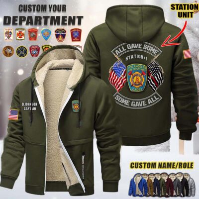 Custom US FIrefighter All Gave Some Some Gave All Fleece Zip Hoodie 2