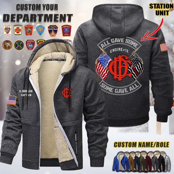 Custom US FIrefighter All Gave Some Some Gave All Fleece Zip Hoodie 3