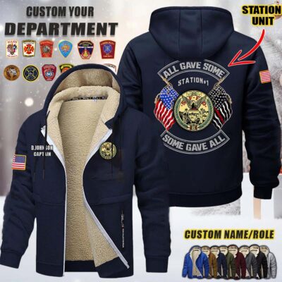 Custom US FIrefighter All Gave Some Some Gave All Fleece Zip Hoodie 4