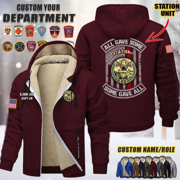 Custom US FIrefighter N1 All Gave Some Fleece Zip Hoodie 3
