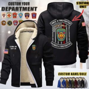 Custom US FIrefighter N2 Once A Firefighter Fleece Zip Hoodie 1