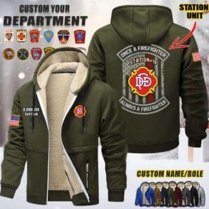 Custom US FIrefighter N2 Once A Firefighter Fleece Zip Hoodie 6