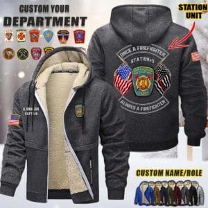 Custom US FIrefighter Once A Firefighter Always A Firefighter Fleece Zip Hoodie 3