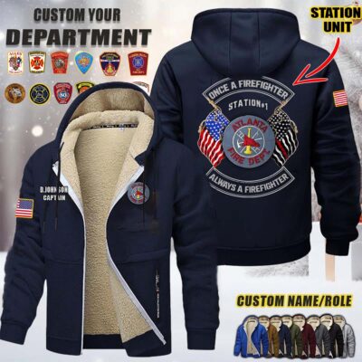 Custom US FIrefighter Once A Firefighter Always A Firefighter Fleece Zip Hoodie 4