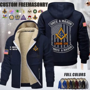Custom US Freemasonry Once A Mason Fleece Zip Hoodie 1