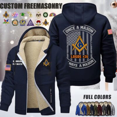 Custom US Freemasonry Once A Mason Fleece Zip Hoodie 1