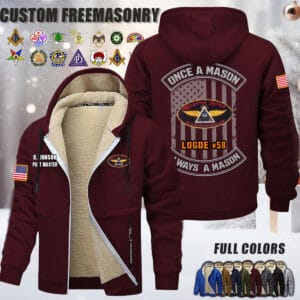 Custom US Freemasonry Once A Mason Fleece Zip Hoodie 2