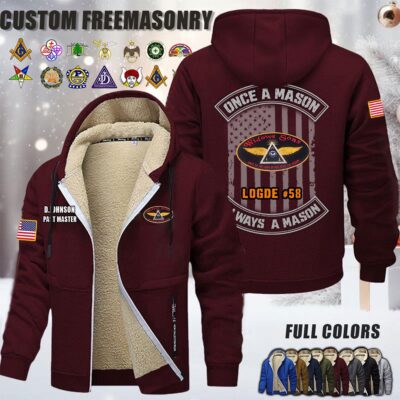Custom US Freemasonry Once A Mason Fleece Zip Hoodie 2
