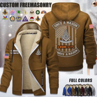 Custom US Freemasonry Once A Mason Fleece Zip Hoodie 4
