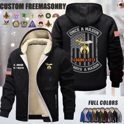 Custom US Freemasonry Once A Mason Fleece Zip Hoodie 5