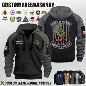 Custom US Freemasonry Once A Mason Halfzip Hoodie 1