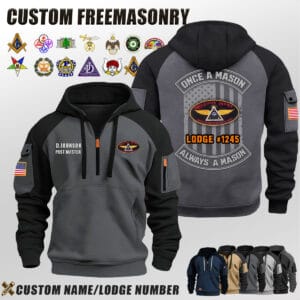 Custom US Freemasonry Once A Mason Halfzip Hoodie 3