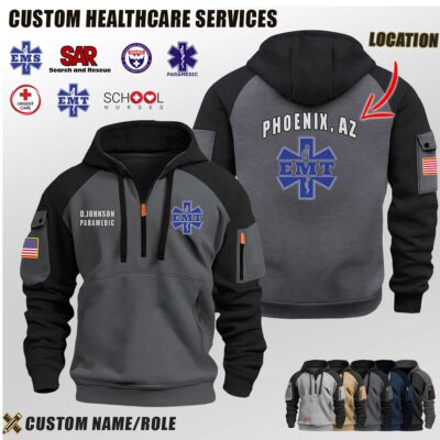 Custom US Healthcare Services Location Halfzip Hoodie 1 1
