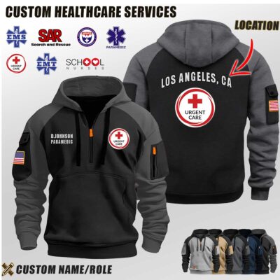 Custom US Healthcare Services Location Halfzip Hoodie 3 1