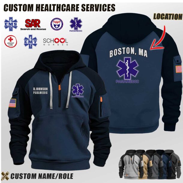 Custom US Healthcare Services Location Halfzip Hoodie 4 1