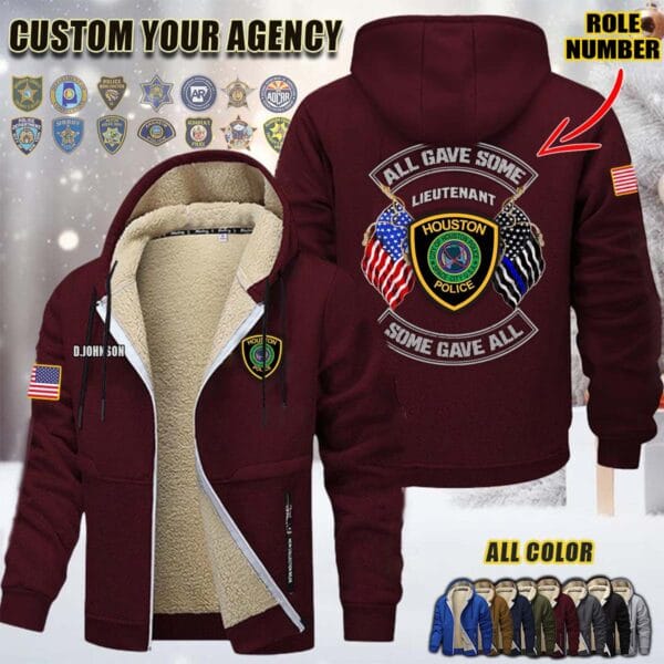 Custom US Law Enforcement All Gave Some Some Gave All Fleece Zip Hoodie 6 1