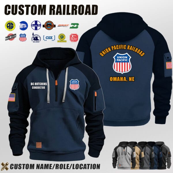 Custom US Railroad Location Halfzip Hoodie 2