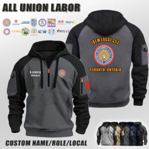 Custom Union Labor Location Halfzip Hoodie 2
