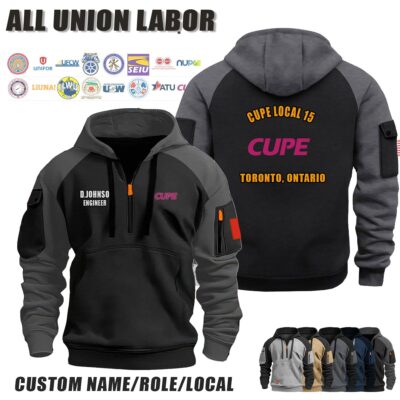 Custom Union Labor Location Halfzip Hoodie 3