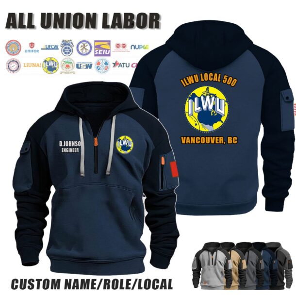 Custom Union Labor Location Halfzip Hoodie 5
