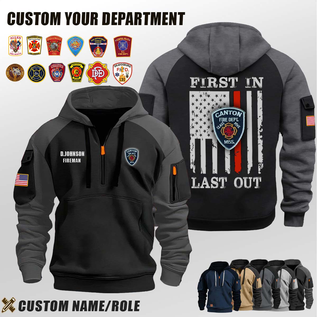 Canton Fire Department MS_First In Last Out Halfzip Hoodie