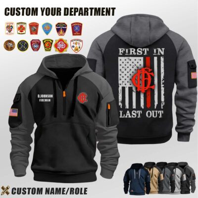 Chicago Fire Department_First In Last Out Halfzip Hoodie