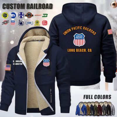 Custom US Railroad Fleece Zip Hoodie 1