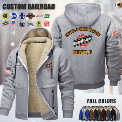 Custom US Railroad Fleece Zip Hoodie 2