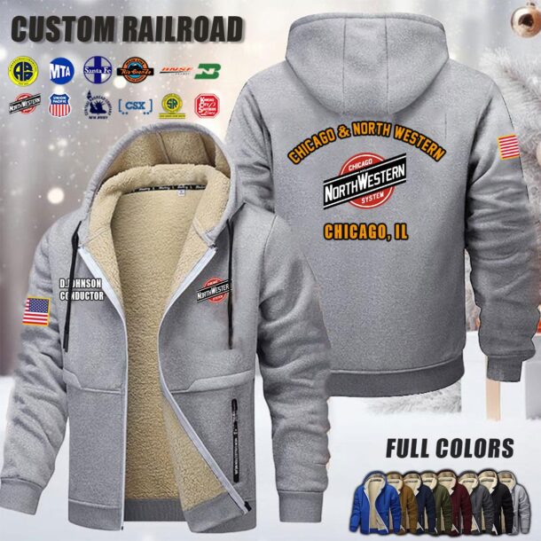 Custom US Railroad Fleece Zip Hoodie 2