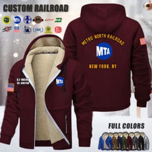 Custom US Railroad Fleece Zip Hoodie 4