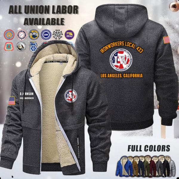 Custom US Unio Labor Fleece Zip Hoodie 1 1