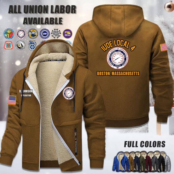 Custom US Unio Labor Fleece Zip Hoodie 3