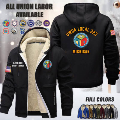 Custom US Unio Labor Fleece Zip Hoodie 5