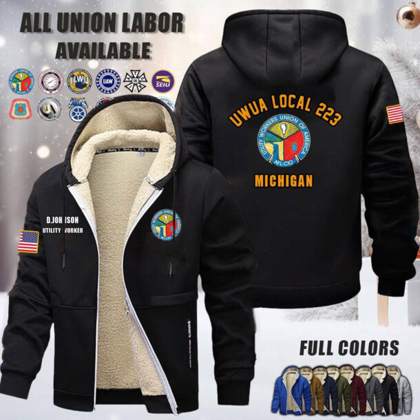 Custom US Unio Labor Fleece Zip Hoodie 5