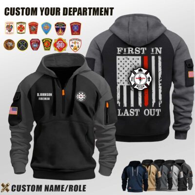 Delmarva Firefighters_First In Last Out Halfzip Hoodie