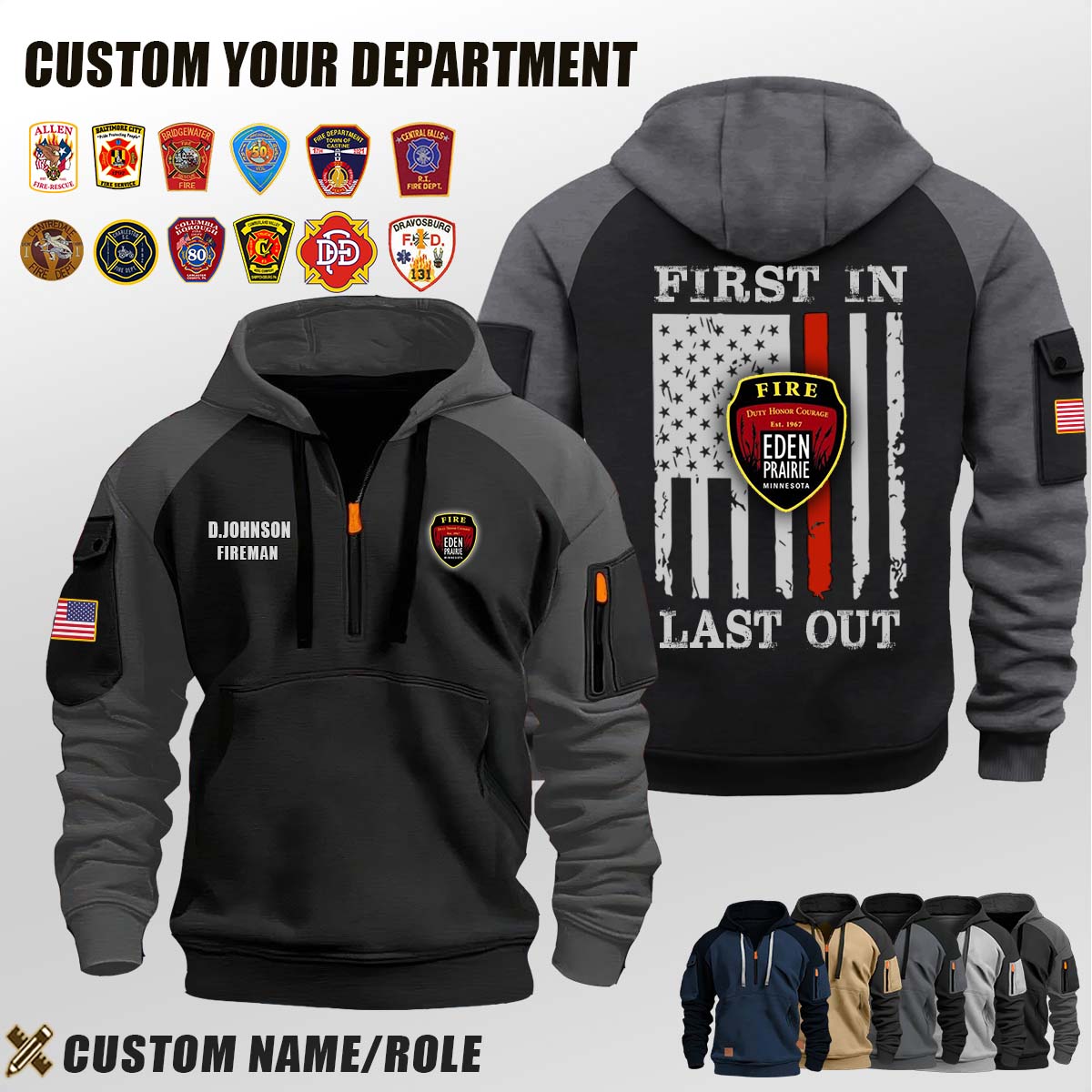 Eden Prairie Fire Department MN_First In Last Out Halfzip Hoodie