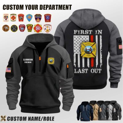 Elsmere Fire Department NY_First In Last Out Halfzip Hoodie