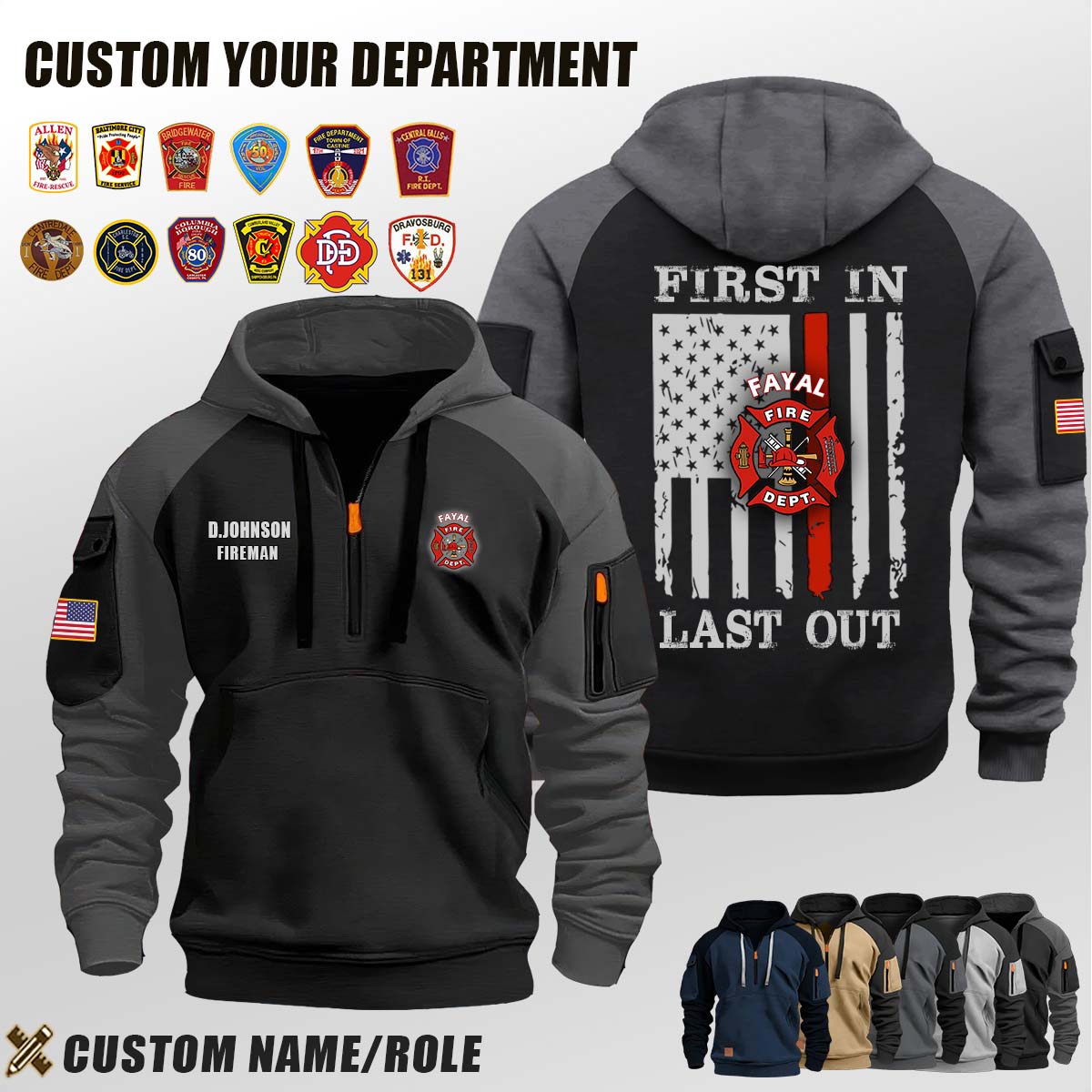 Fayal Fire Department MN_First In Last Out Halfzip Hoodie