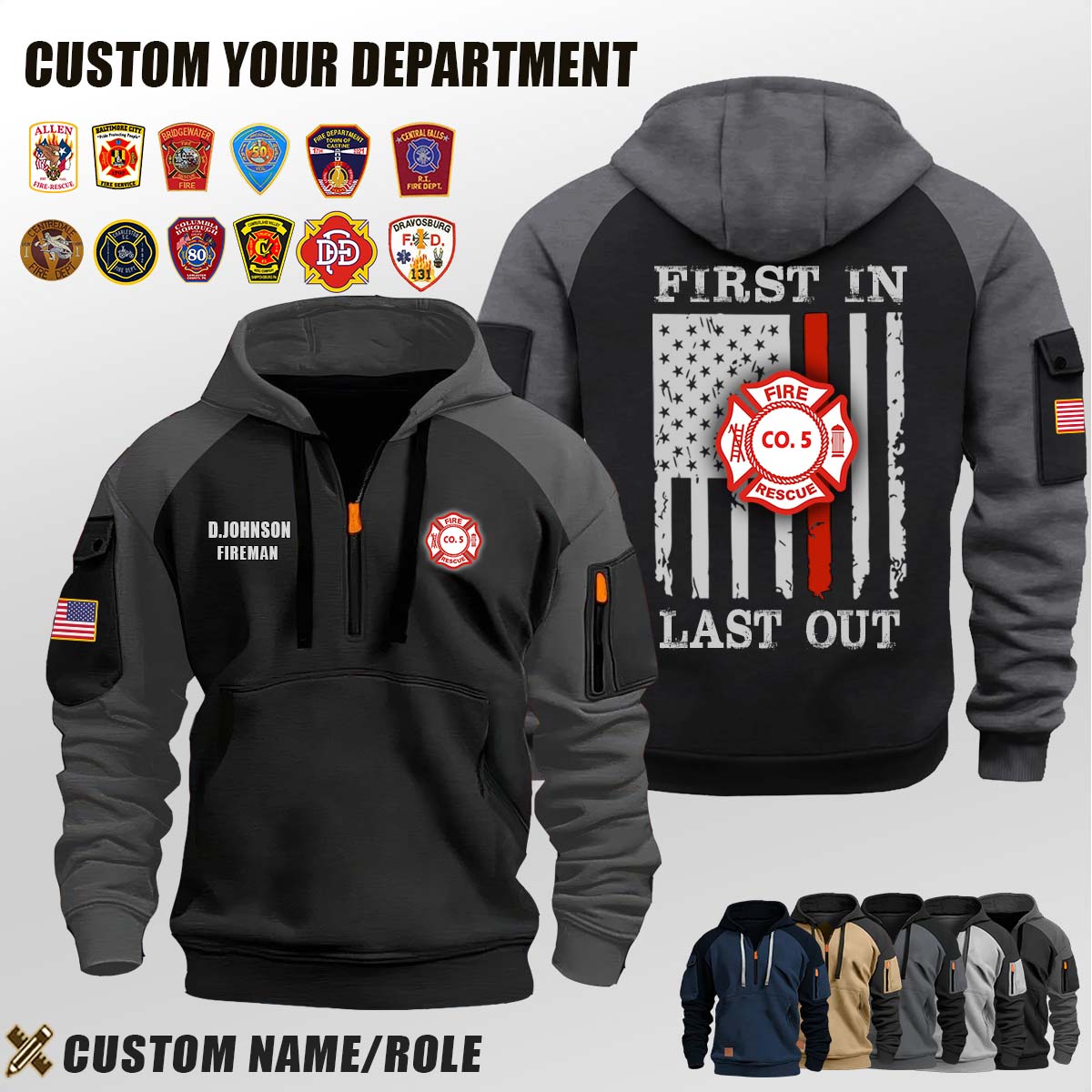 Fire Rescue Co #5 North Tonawanda_First In Last Out Halfzip Hoodie