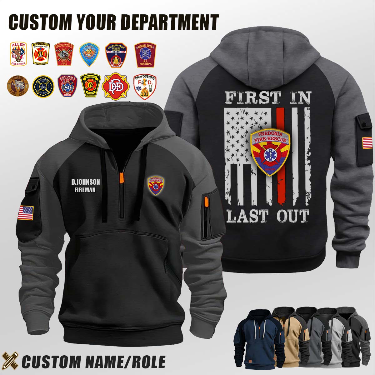 Fredonia Fire Department AZ_First In Last Out Halfzip Hoodie