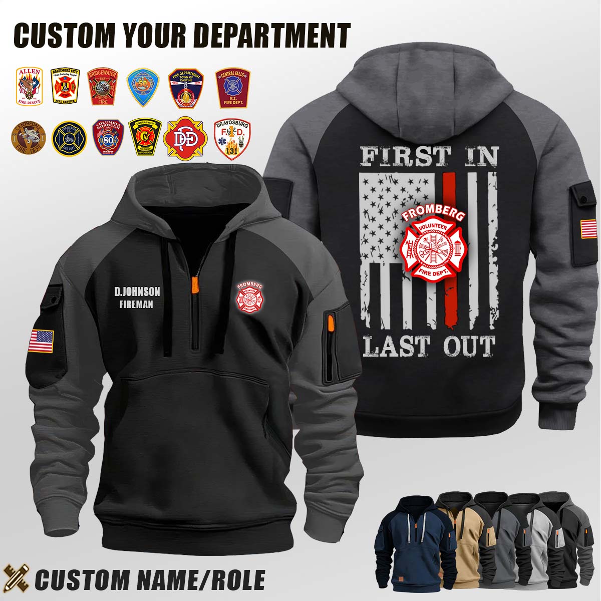 Fromberg Volunteer Fire Department MT_First In Last Out Halfzip Hoodie