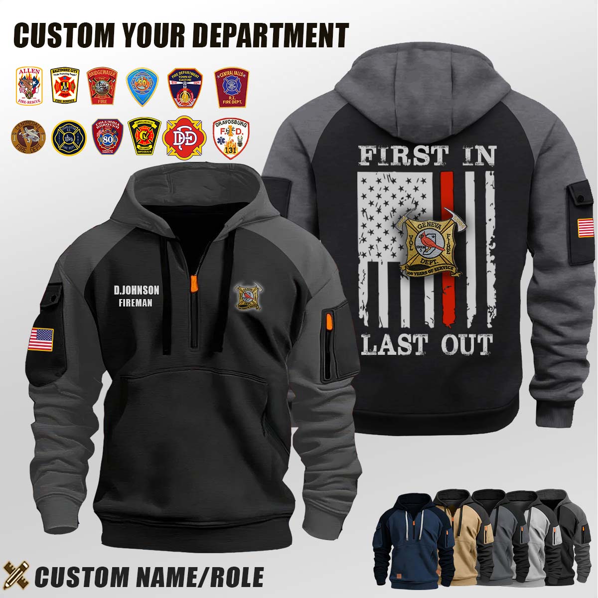 Geneva Volunteer Fire Department IN_First In Last Out Halfzip Hoodie
