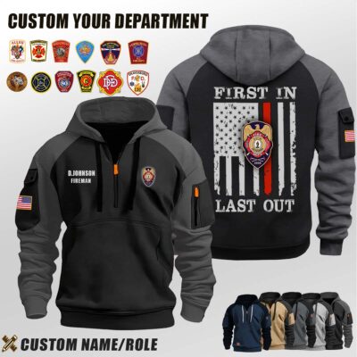 Greensboro Fire Department NC_First In Last Out Halfzip Hoodie