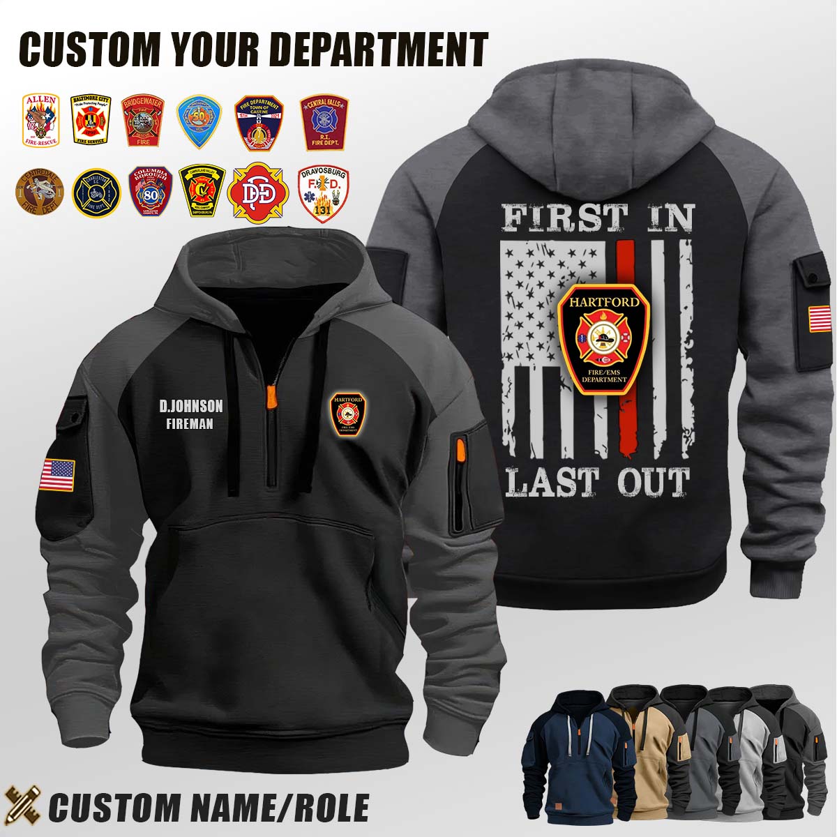 Hartford Volunteer Fire & Rescue_First In Last Out Halfzip Hoodie