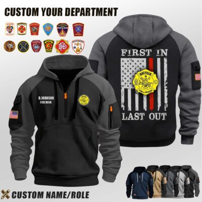 Hatfield Fire and Rescue WI_First In Last Out Halfzip Hoodie