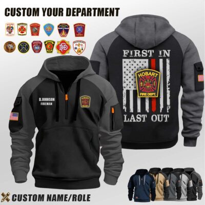 Hobart Fire Department IN_First In Last Out Halfzip Hoodie