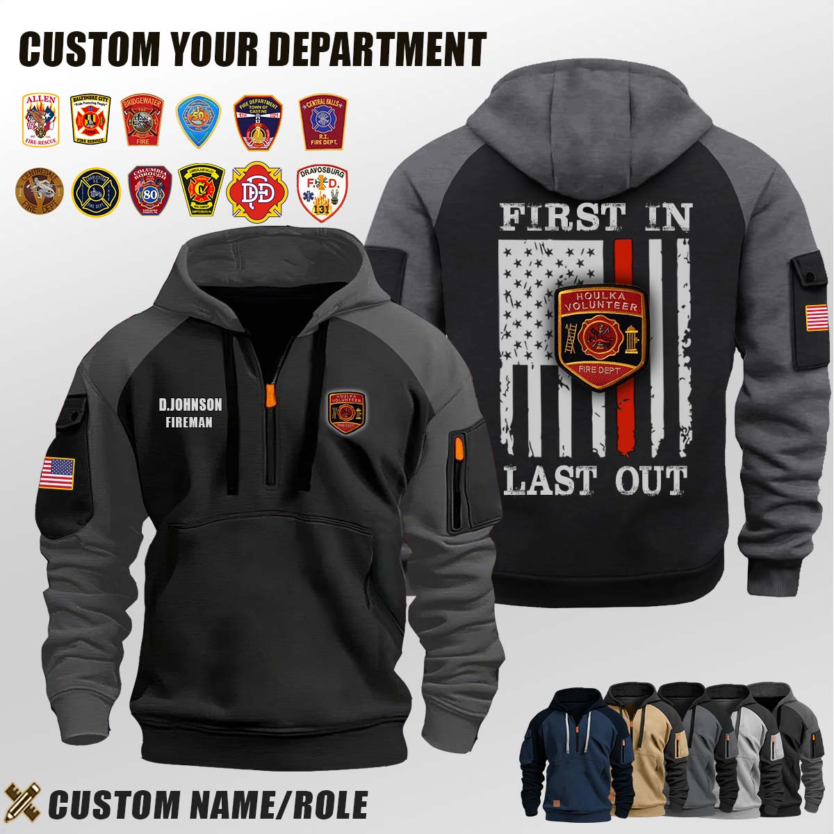 Houlka Volunteer Fire Department MS_First In Last Out Halfzip Hoodie