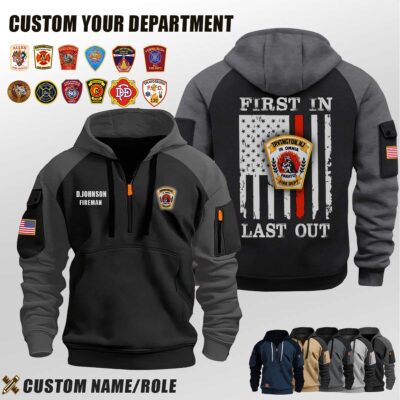 Irvington Fire Department NJ_First In Last Out Halfzip Hoodie